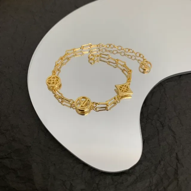 Louis Vuitton Gold Chain-Link Monogram Charm Bracelet 5