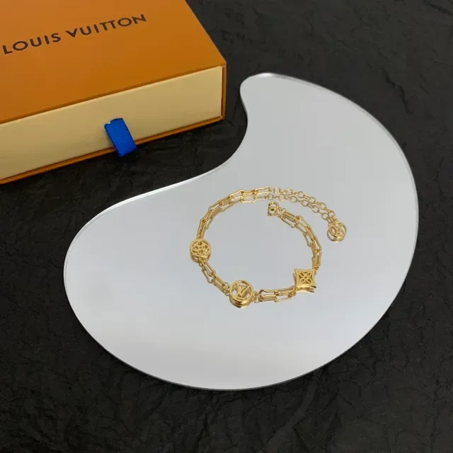 Louis Vuitton Gold Chain-Link Monogram Charm Bracelet 6