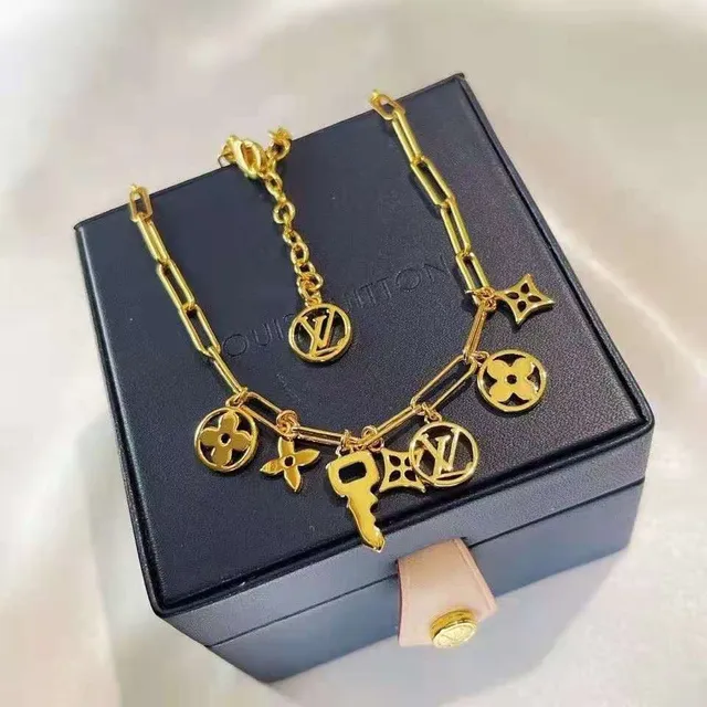 Louis Vuitton Gold Paperclip Chain Multi-Charm Pendant Necklace 5