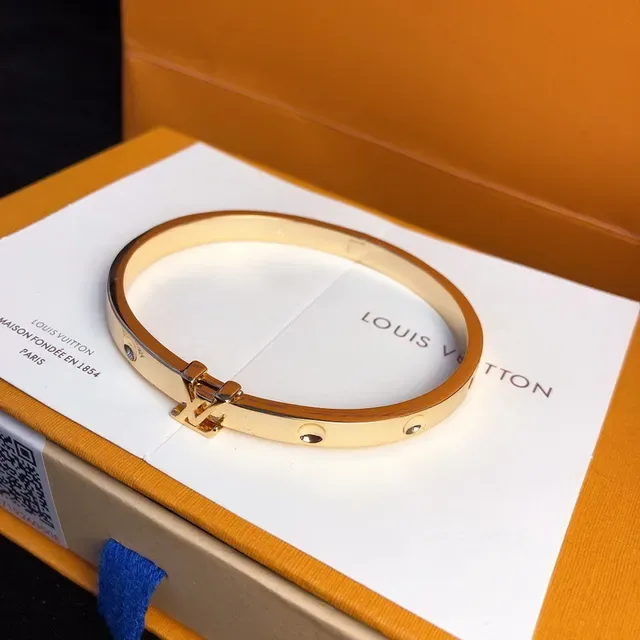 Louis Vuitton Gold Rigid Bangle Polished Bracelet 9
