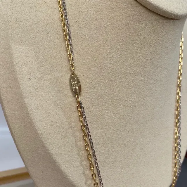 Louis Vuitton Gold Silver Circular Pendant Interlocking LV Monogram Necklace 3