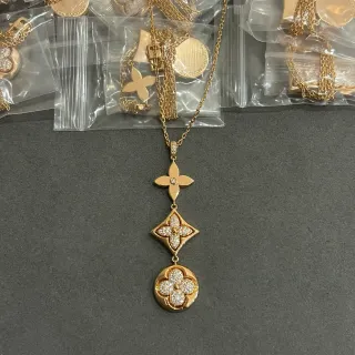 Louis Vuitton Gold Silver Pavé-Set Crystals Necklace
