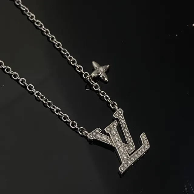 Louis Vuitton Gold Silver Pavé-Set Monogram Pendant Star Charm Accent Necklace 4