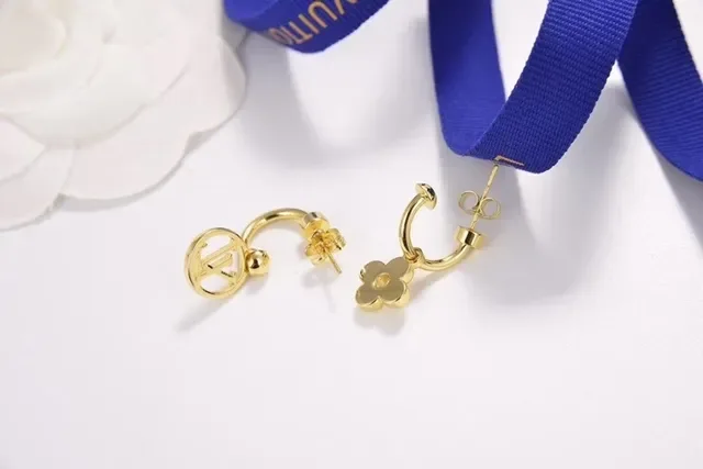 Louis Vuitton Gold-Tone Monogram and Floral Hoop Earrings 3