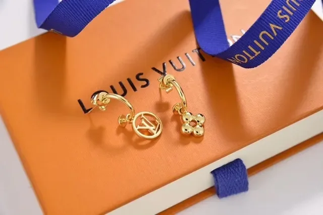 Louis Vuitton Gold-Tone Monogram and Floral Hoop Earrings 4