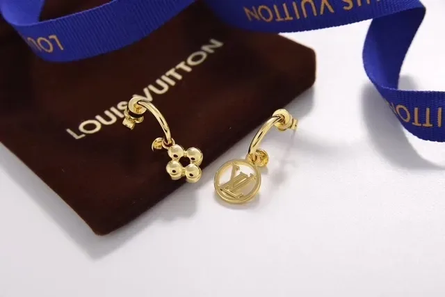 Louis Vuitton Gold-Tone Monogram and Floral Hoop Earrings 5
