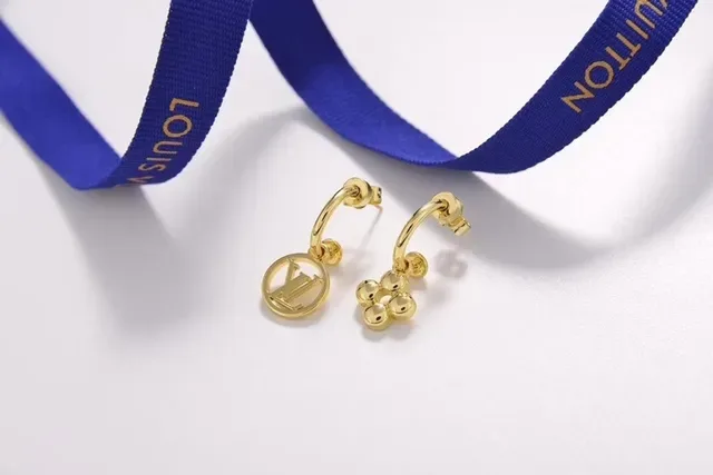 Louis Vuitton Gold-Tone Monogram and Floral Hoop Earrings 6