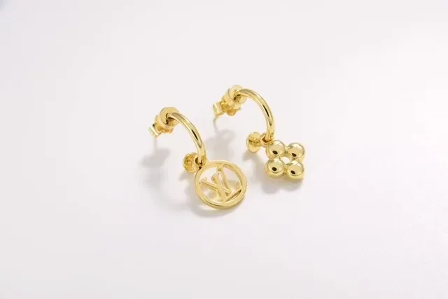 Louis Vuitton Gold-Tone Monogram and Floral Hoop Earrings 8