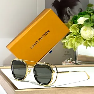 Louis Vuitton Gold-Tone Square Aviator Sunglasses