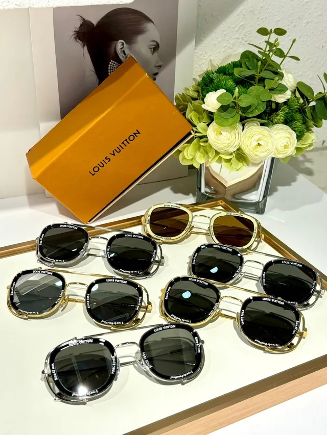 Louis Vuitton Gold-Tone Square Aviator Sunglasses 4