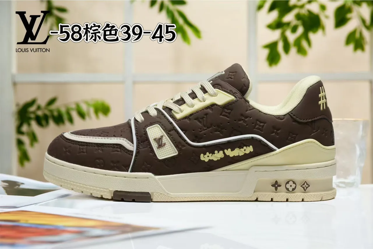 Louis Vuitton Gray Beige Layered Mixed-Material Upper Sculpted White Midsole Lifestyle Sneakers 24