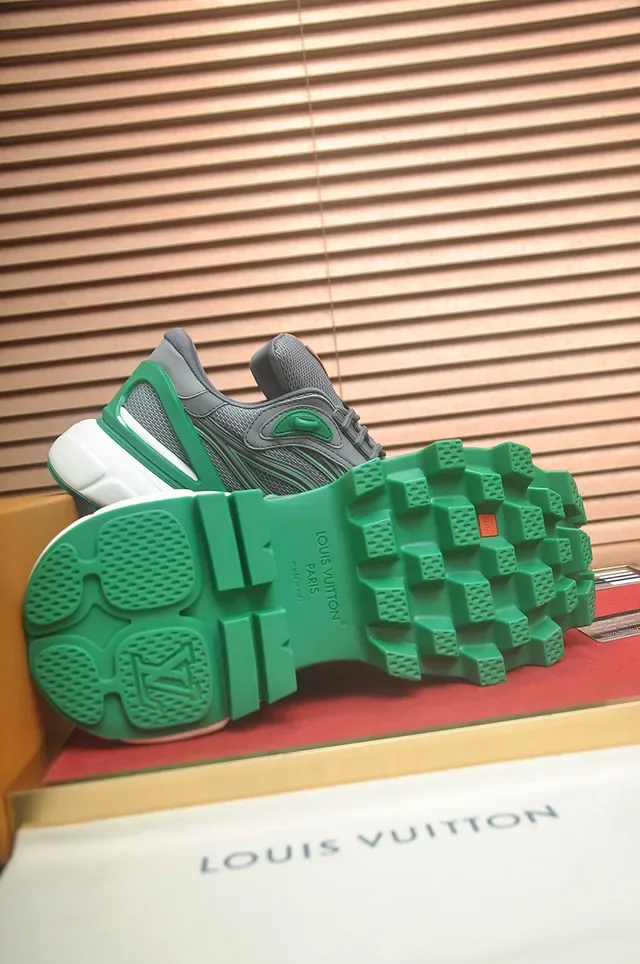 Louis Vuitton Gray Green Sole Mesh Upper Chunky Sneakers 3