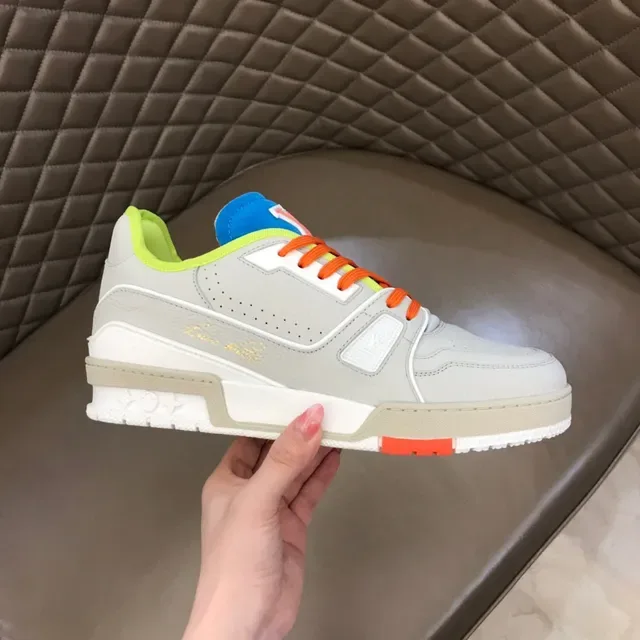 Louis Vuitton Gray Multicolor Layered Midsole Perforated Leather Upper Lifestyle Sneakers 1