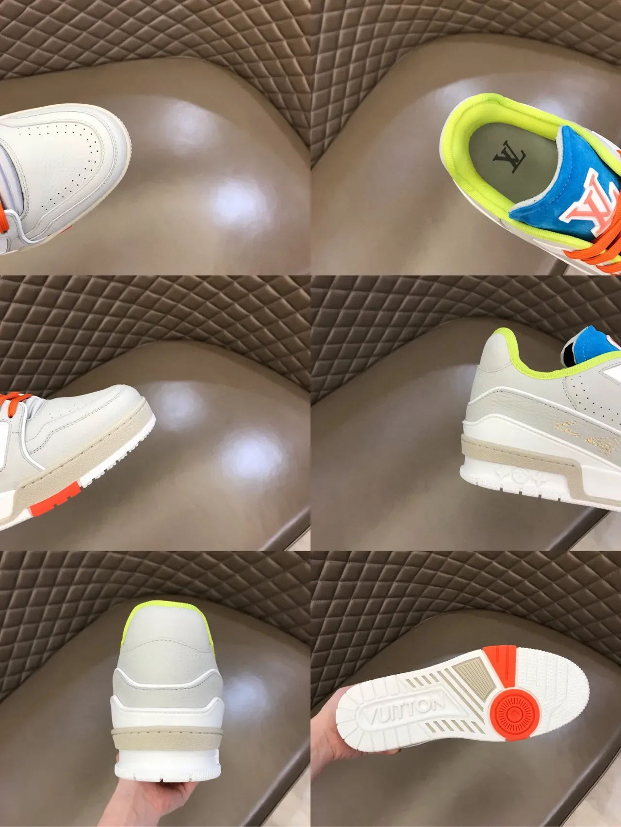 Louis Vuitton Gray Multicolor Layered Midsole Perforated Leather Upper Lifestyle Sneakers 2