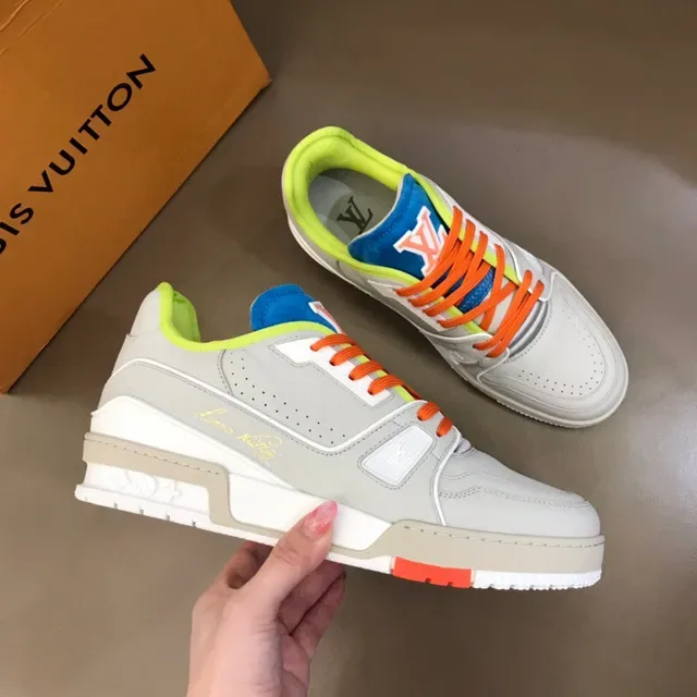 Louis Vuitton Gray Multicolor Layered Midsole Perforated Leather Upper Lifestyle Sneakers 7