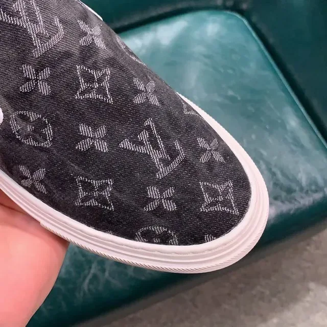 Louis Vuitton Gray White Monogram Canvas Slip-On Lifestyle Sneakers 6