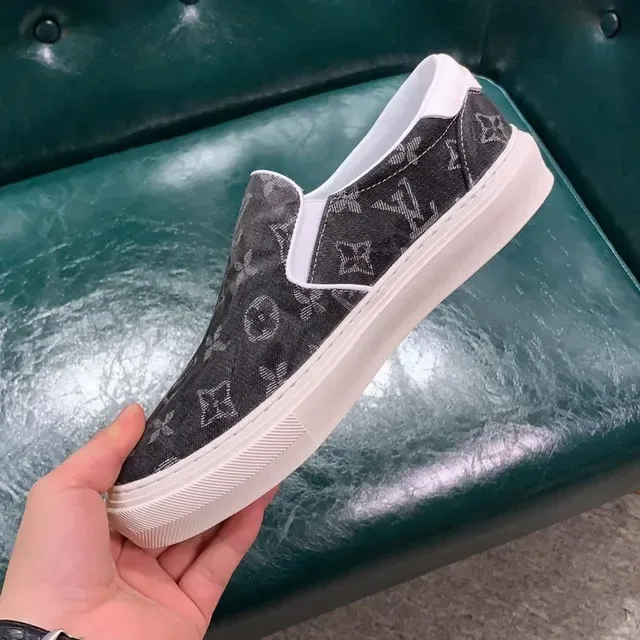Louis Vuitton Gray White Monogram Canvas Slip-On Lifestyle Sneakers 7
