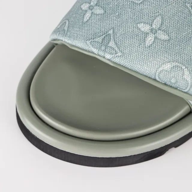 Louis Vuitton Green Black Monogrammed Canvas Strap Platform Sole Slippers 5