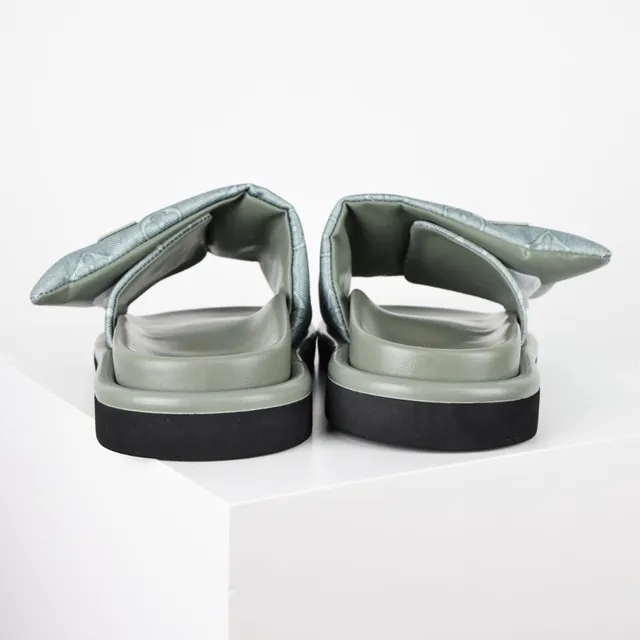 Louis Vuitton Green Black Monogrammed Canvas Strap Platform Sole Slippers 8