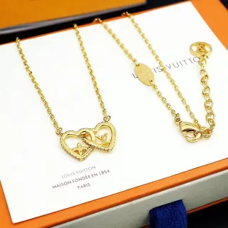 Louis Vuitton Interlocking Hearts Monogram Gold-Tone Necklace