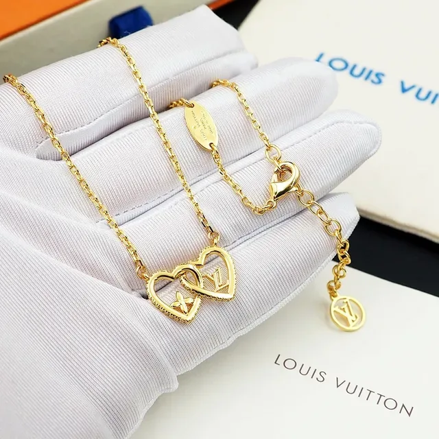 Louis Vuitton Interlocking Hearts Monogram Gold-Tone Necklace 3