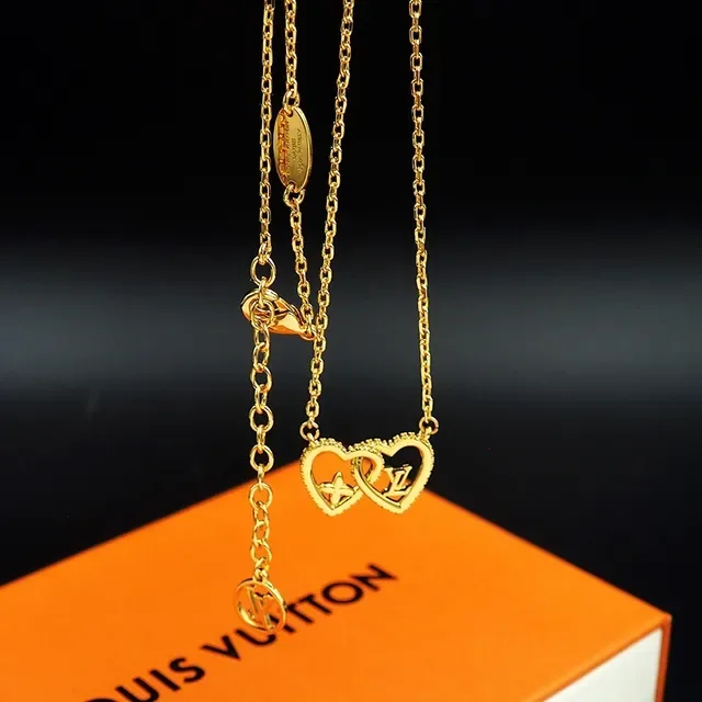 Louis Vuitton Interlocking Hearts Monogram Gold-Tone Necklace 4