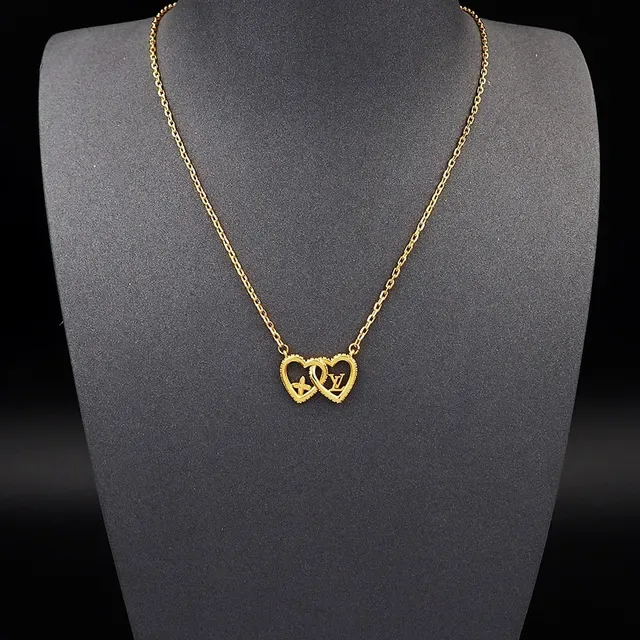 Louis Vuitton Interlocking Hearts Monogram Gold-Tone Necklace 5
