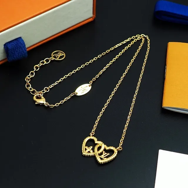 Louis Vuitton Interlocking Hearts Monogram Gold-Tone Necklace 6