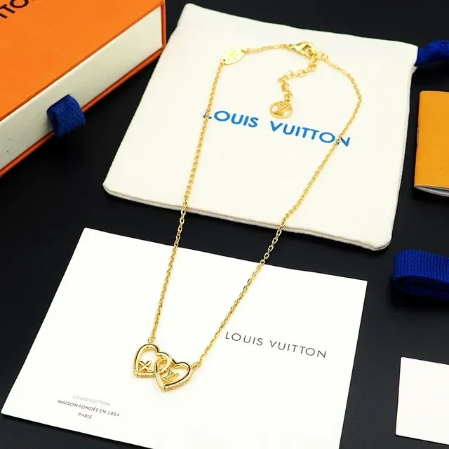 Louis Vuitton Interlocking Hearts Monogram Gold-Tone Necklace 7