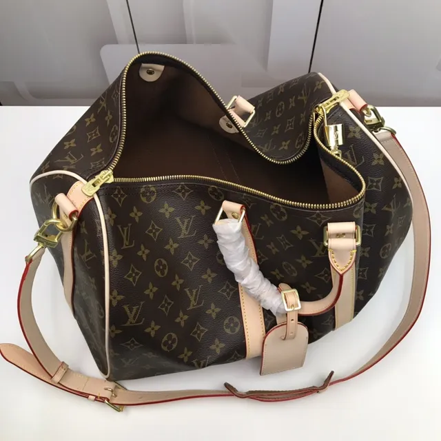Louis Vuitton Keepall Bandoulière Monogram Canvas Brown and Tan Duffle Bag 2