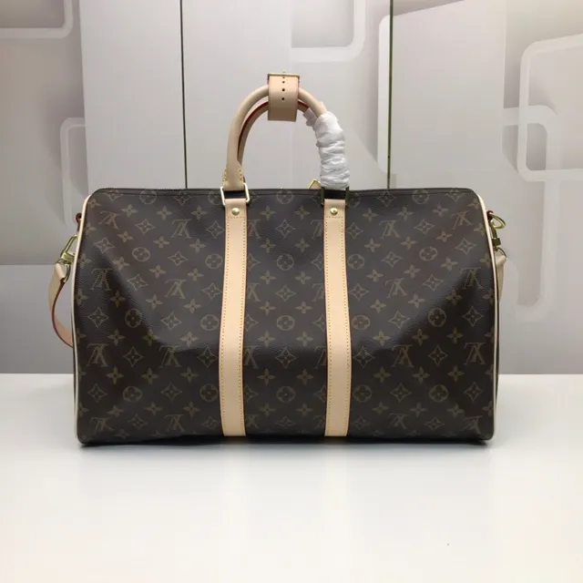 Louis Vuitton Keepall Bandoulière Monogram Canvas Brown and Tan Duffle Bag 7