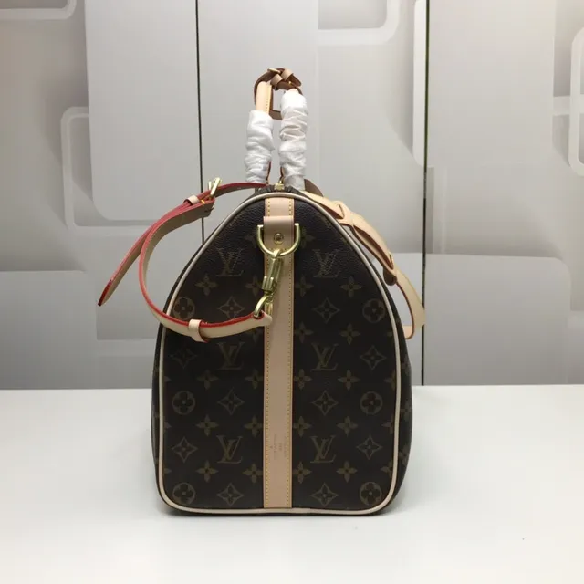 Louis Vuitton Keepall Bandoulière Monogram Canvas Brown and Tan Duffle Bag 8
