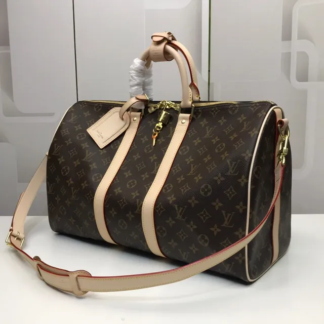 Louis Vuitton Keepall Bandoulière Monogram Canvas Brown and Tan Duffle Bag 9