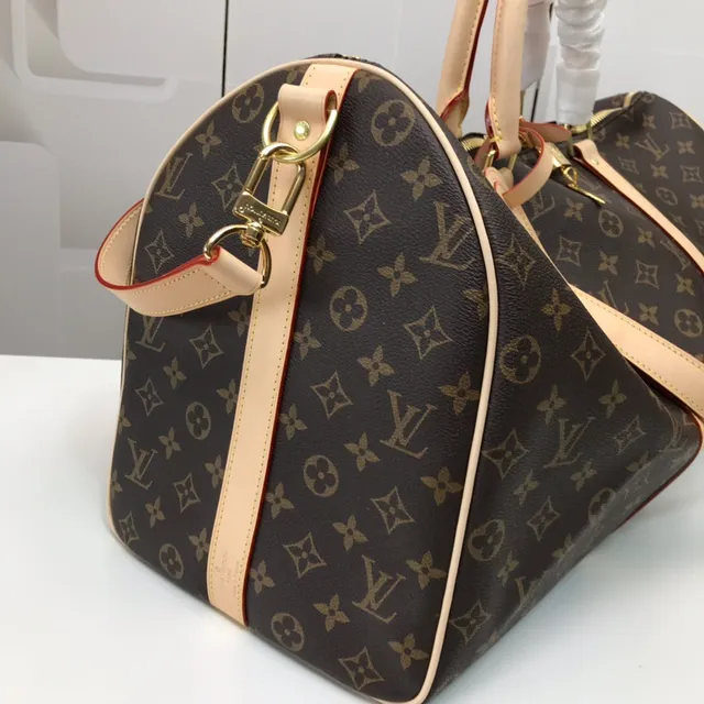 Louis Vuitton Keepall Bandoulière Monogram Canvas Brown and Tan Duffle Bag 17