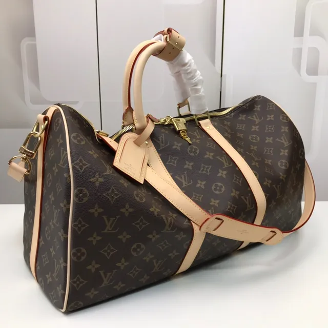 Louis Vuitton Keepall Bandoulière Monogram Canvas Brown and Tan Duffle Bag 18