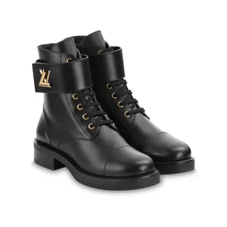 Louis Vuitton Le Cagole Black Leather Wrap Strap Ankle Boots