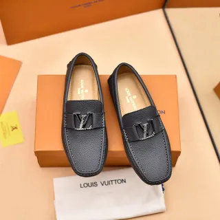 路易威登 乐福鞋 黑色压纹皮革 LV 扣 乐福鞋