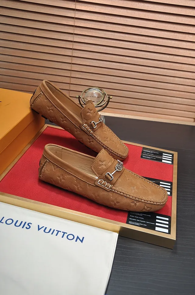 Louis Vuitton Loafer Brown Beige Monogram-Embossed Leather Horsebit Buckle Loafer 4
