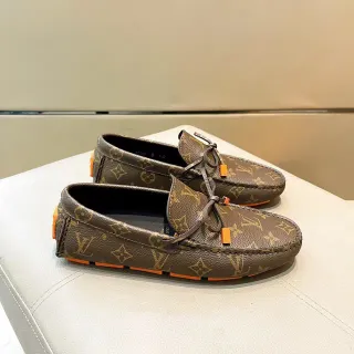 Louis Vuitton 乐福鞋 棕橙 印花涂层皮革 对比橡胶鞋底 乐福鞋