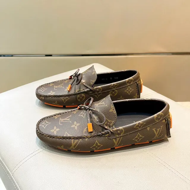 Louis Vuitton Loafer Brown Orange Monogram-Coated Leather Contrast Rubber Sole Loafer 3