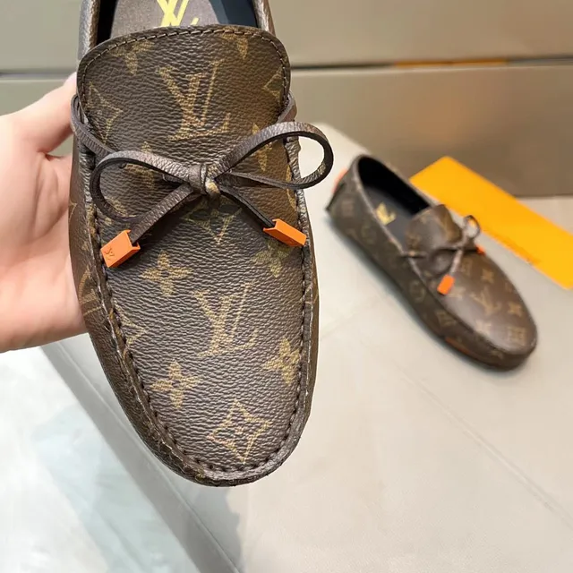Louis Vuitton Loafer Brown Orange Monogram-Coated Leather Contrast Rubber Sole Loafer 6