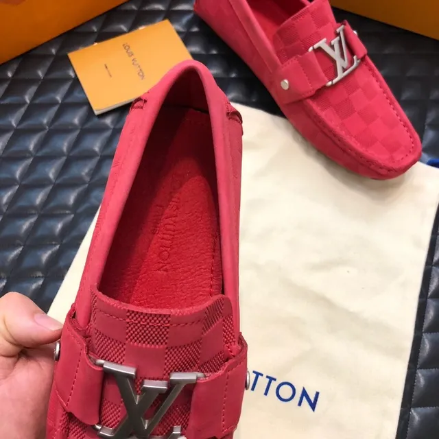 Louis Vuitton Loafer Red Checkered Damier Canvas Loafers 2