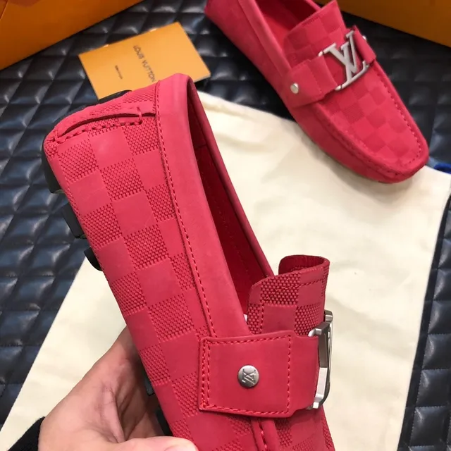 Louis Vuitton Loafer Red Checkered Damier Canvas Loafers 3