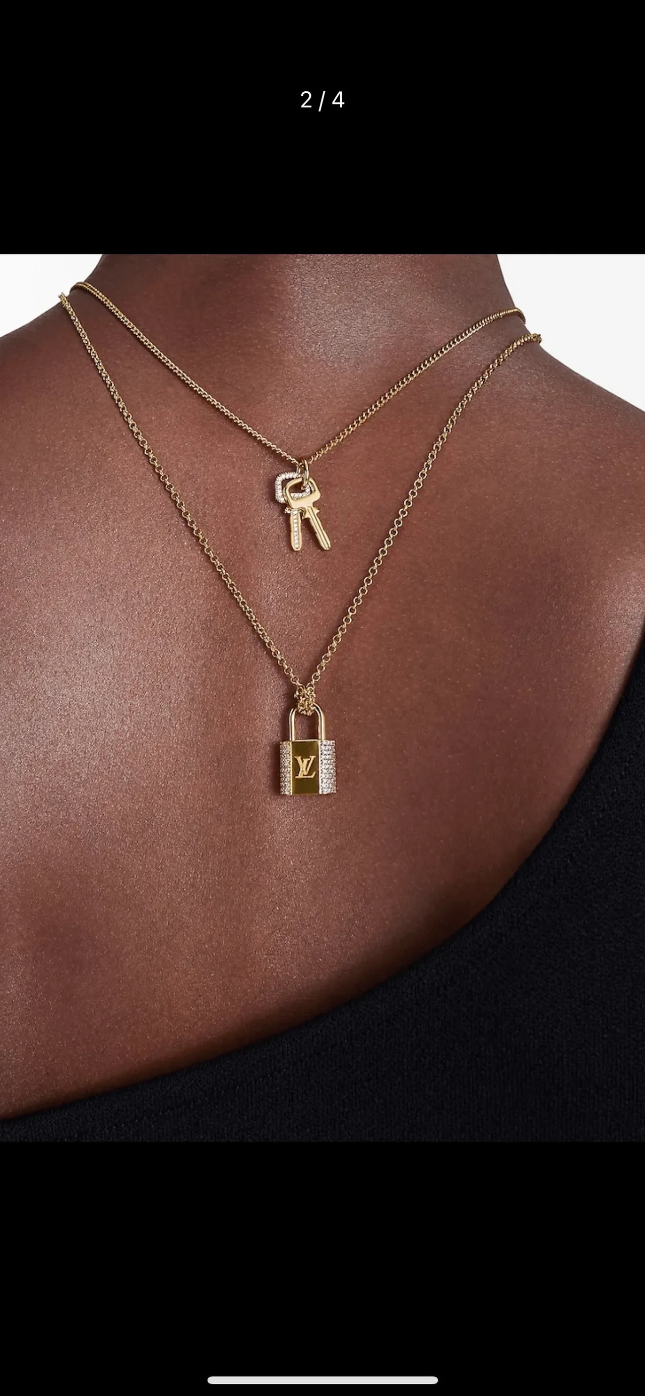 Louis Vuitton Lock & Key Gold-Tone Padlock and Key Necklace 12