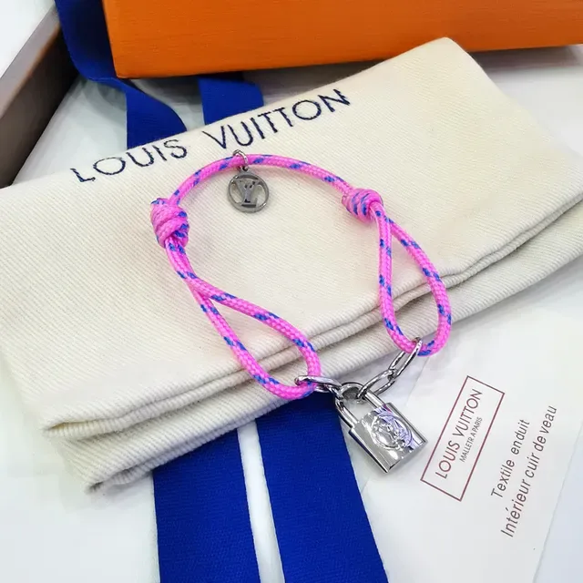 Louis Vuitton Lockit Braided Cord Padlock Bracelet 3