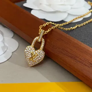 Louis Vuitton Lockit Heart Pave Crystal Gold-Tone Necklace