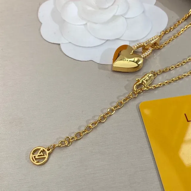 Louis Vuitton Lockit Heart Pave Crystal Gold-Tone Necklace 3