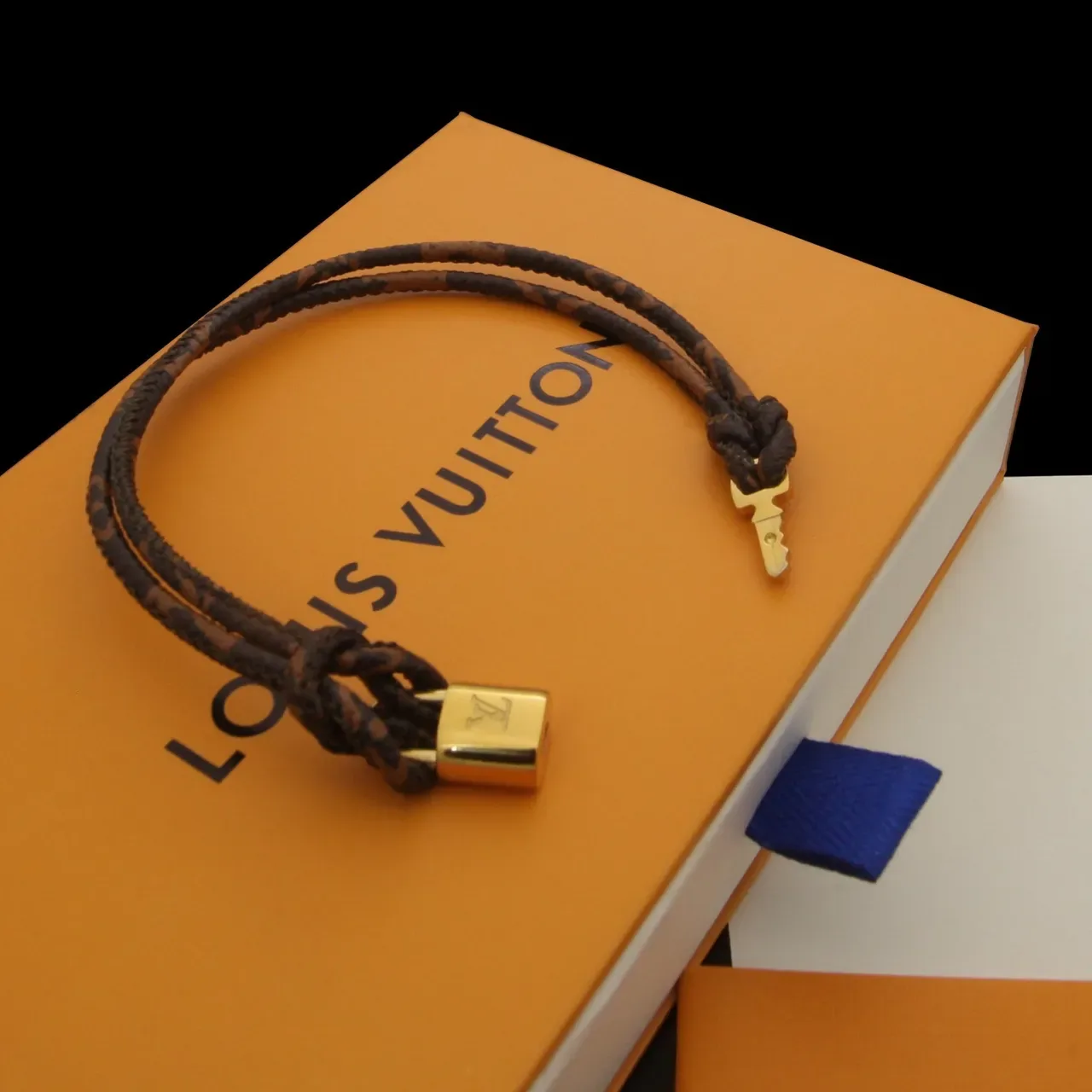 Louis Vuitton Lockit Monogram Brown and Gold Bracelet 2