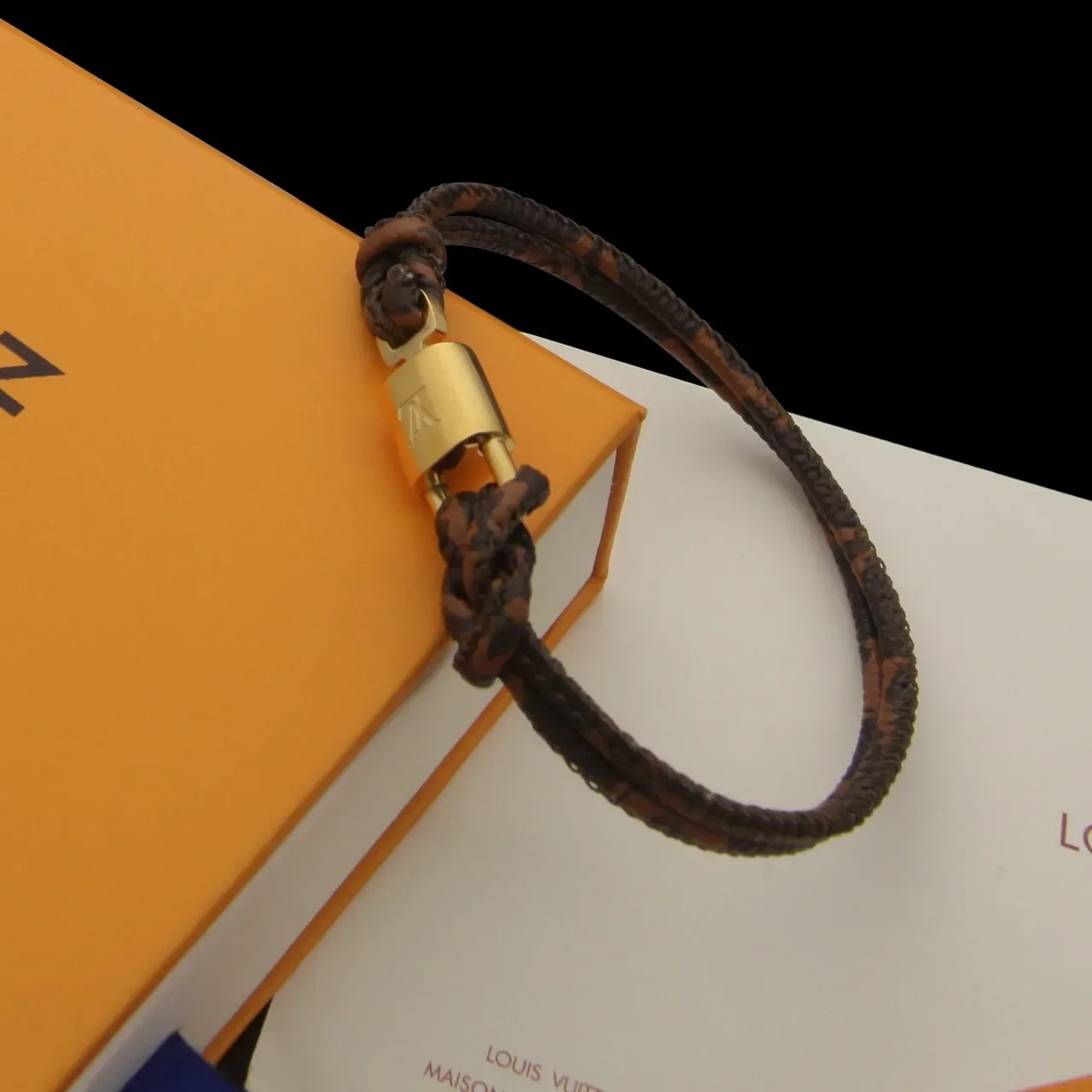 Louis Vuitton Lockit Monogram Brown and Gold Bracelet 3