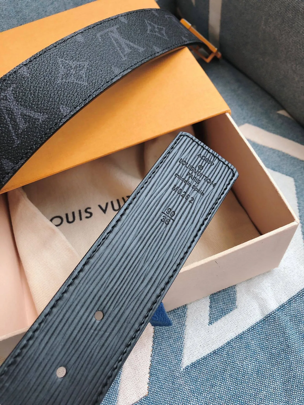 Louis Vuitton LV Belt Black Monogram Leather Belt 4